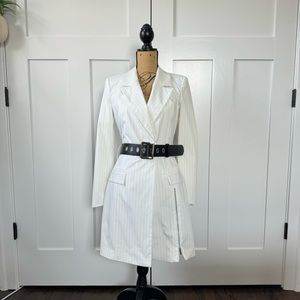 Lichi Zip Detailed Blazer Dress Pinstripe with Belt (S) | NWT